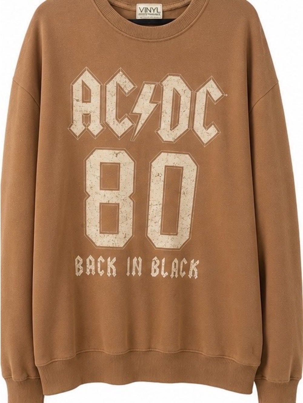 AC/DC '80 Back In Black Crewneck Sweater - Tan